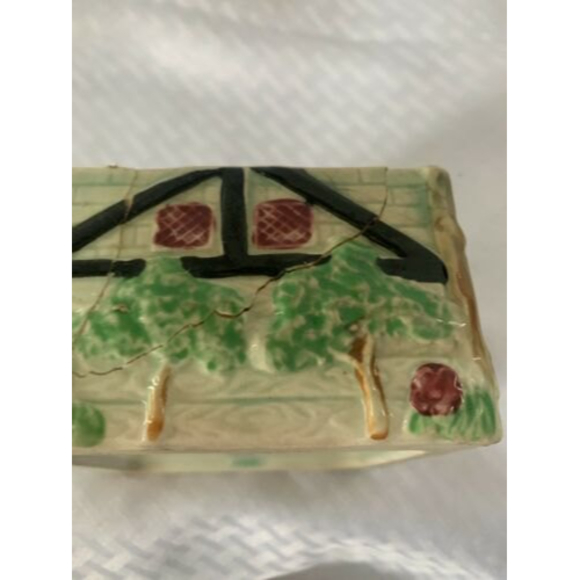 RARE Vintage Japanese ~ Green Majolica ~ Salt Box W/lid Sugar Flour pepper - Picture 11 of 12